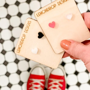 Heart Shaped Earrings - Pink, Red, White, Black Hearts