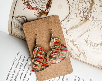 Bookshelf Heart Earrings: Acrylic Book Lover Gift, BookCon Earrings