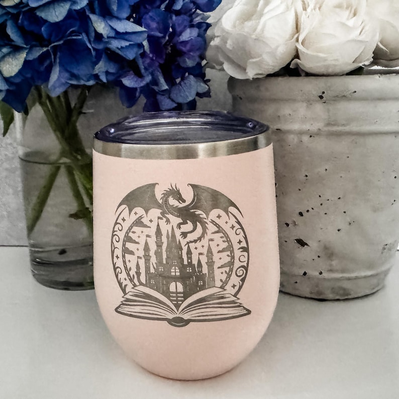 Bookish Dragon Tumbler, Wine Tumbler, ACOTAR, Fourth Wing Tumbler, Romantasy Decor, Custom Dragon Tumbler, Dragon Gift, Romantasy Gift, Book
