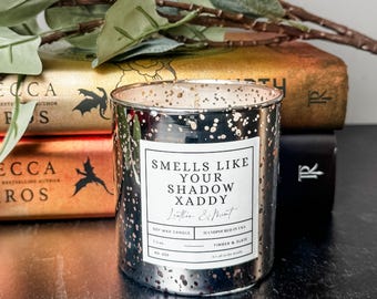 Leather & Mint Candle, Xaden Riorson Inspired, Book Lover Gift