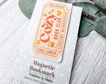 Cozy Romance Book Club Magnetic Bookmark, Cozy Ticket Bookmark, Romance Reader Gift, Cozy Romance Reader Gift, Romantasy Reader, Cozy Reader