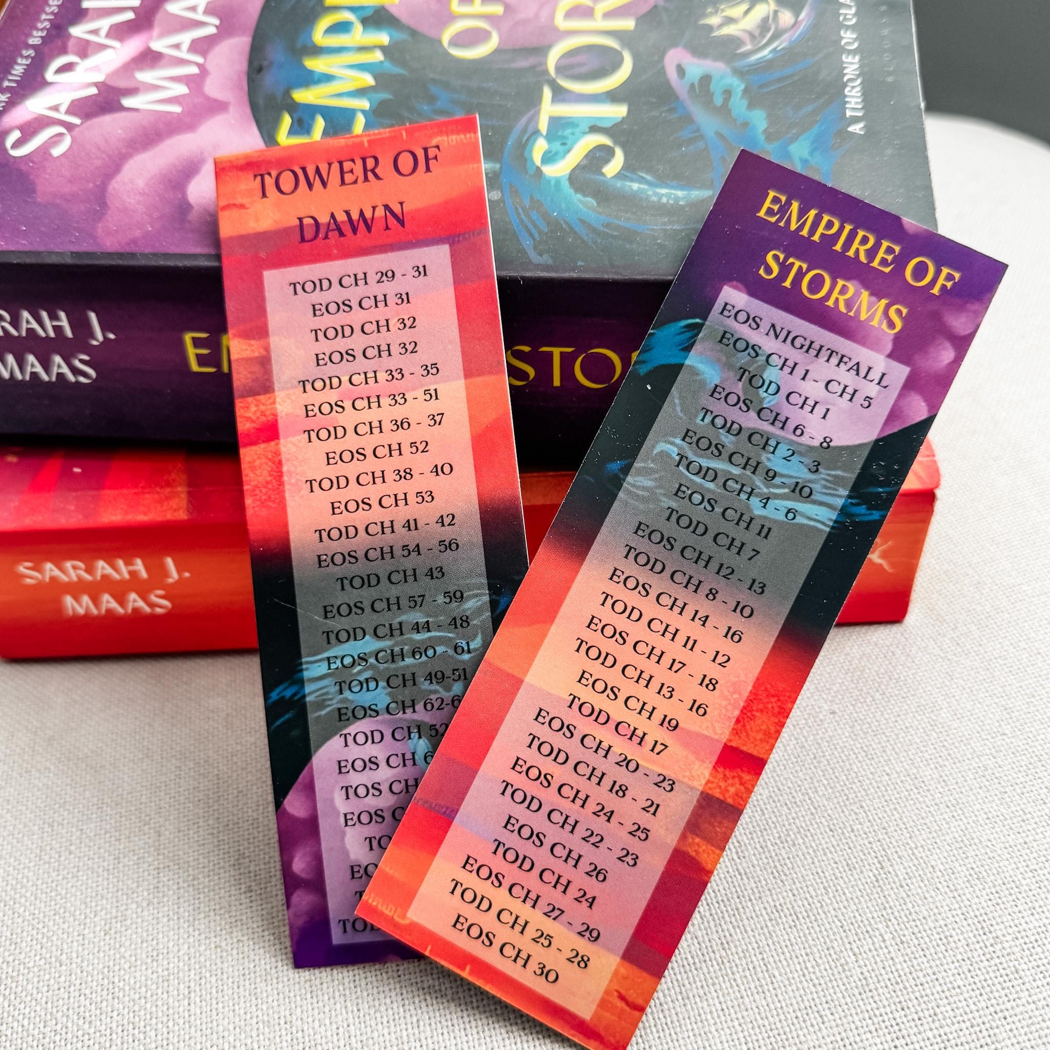 Set of 2 Tower of Dawn and Empire of Storms Tandem Read Bookmarks, Throne of Glass, TOG, SJM bookmark, Double Sided Bookmark, TOG Merch