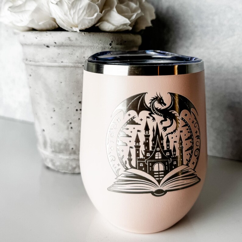 Bookish Dragon Tumbler, Wine Tumbler, ACOTAR, Fourth Wing Tumbler, Romantasy Decor, Custom Dragon Tumbler, Dragon Gift, Romantasy Gift, Book
