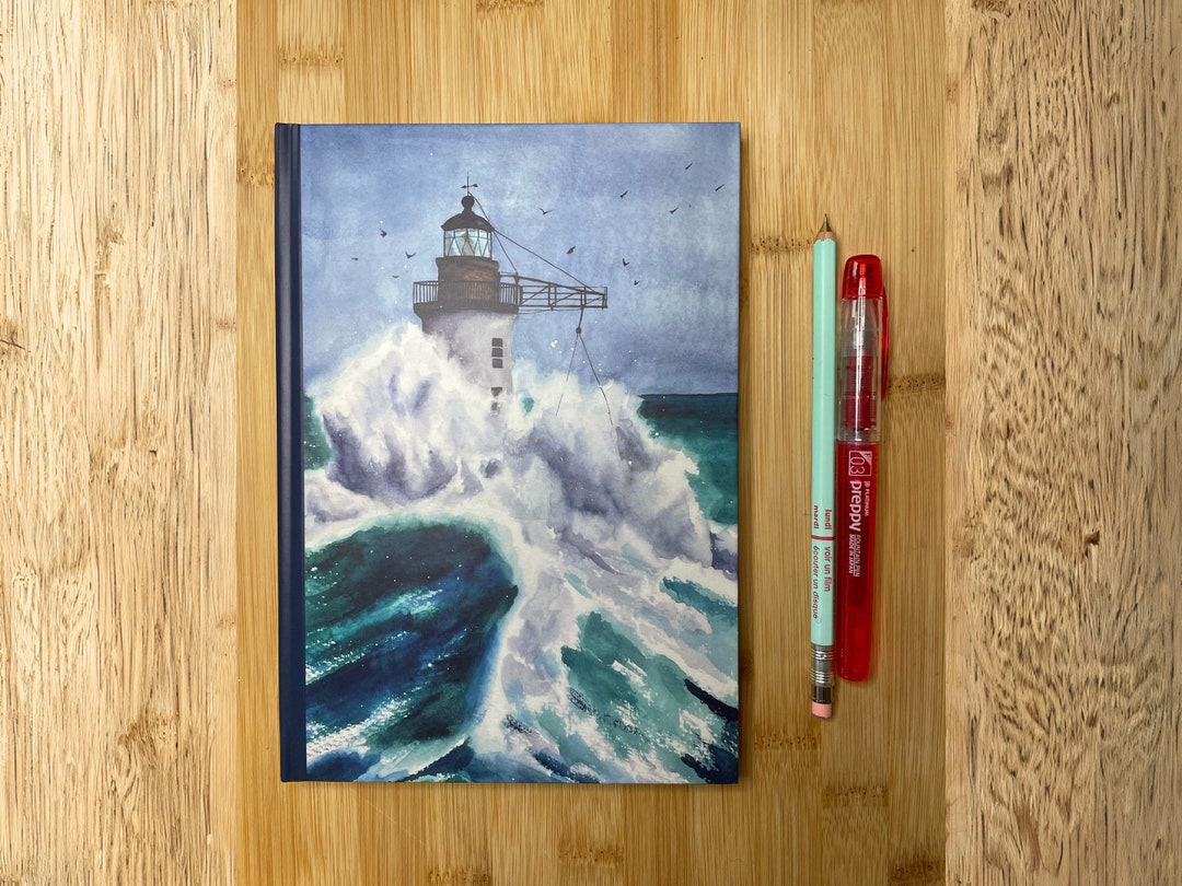 Lighthouse Themed Hardcover Notebook With Lined Dotted or Blank Pages ...