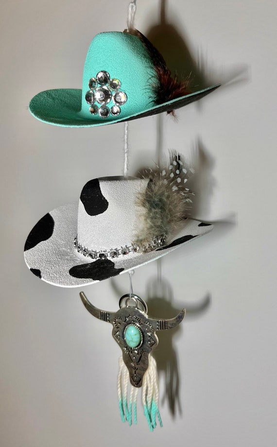 Turquoise Mini Cowboy Hats for Car Rear 