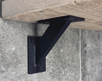 Maison DAM - 1x Industrial corner shelf support for a shelf of 15 or 20 cm - Matt black - handmade - incl. mounting material + screw bit