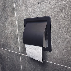 Maison DAM - Built-in Toilet roll holder matt black - Stainless steel matt black powder coated - high quality - toilet roll holder - industrial style