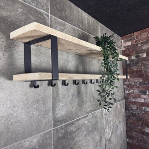 Maison DAM - Industrial coat rack deluxe - 80-150cm - 7-10 hooks - Handmade - Artisan - wood metal wall coat rack - Sustainable wood PEFC