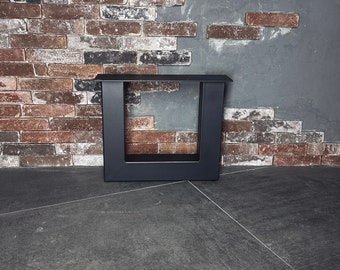 Maison DAM - Pied de table basse industriel U, tube 8x8cm, hauteur 39cm, structure fine noir mat, haute qualité - Garantie 5 ans !