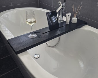 Maison DAM - Planche de bain en bois noir, tendance, fait main, haute qualité, 20cm de large, 3cm d'épaisseur, livraison GRATUITE