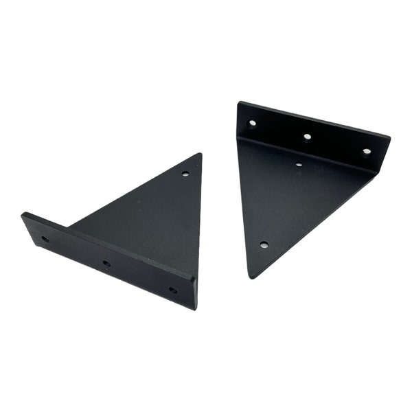 Maison DAM -2x Industriële driehoek plankdrager voor een plank van 15 of 20cm- mat zwart -handmade -incl. bevestigingsmateriaal + schroefbit