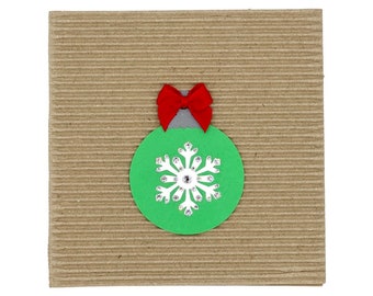 Green snowflake ornament card