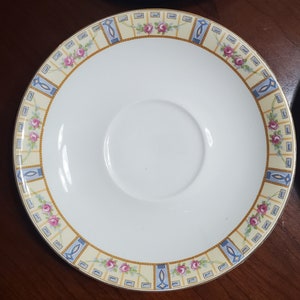 Antique Circa 1912 Set of 6  Art Nouveau JG Meakin Hanley England Porcelain Floral Saucers