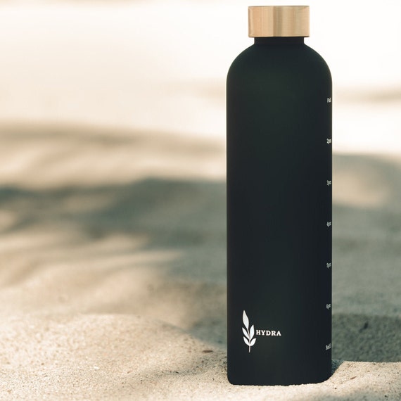 Encouraging Matte Black and Gold Water Bottle With Time Etsy