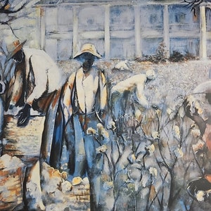 Pickin&#39; Cotton by William Tolliver: Estate-Signed Black Art Heritage