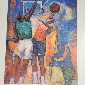 Slam Dunk by William Tolliver: Estate-Signed Basketball Masterpiece in Black Art