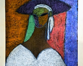 William Tolliver Signed Original Painting - 'Black Hat'
