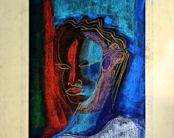 William Tolliver Signed Original Painting - 'Blue Girl'