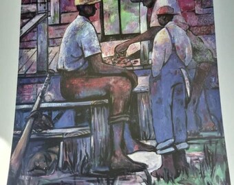 William Tolliver Estate Signed Lithograph - 'Afternoon Checkers'