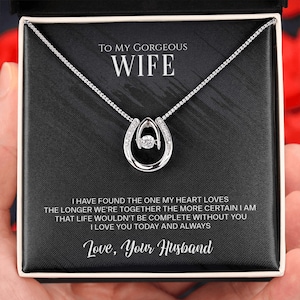 Marido para esposa aniversário aniversário dia dos namorados presente para ela com caixa de presente sorte no amor colar com cartão de mensagem