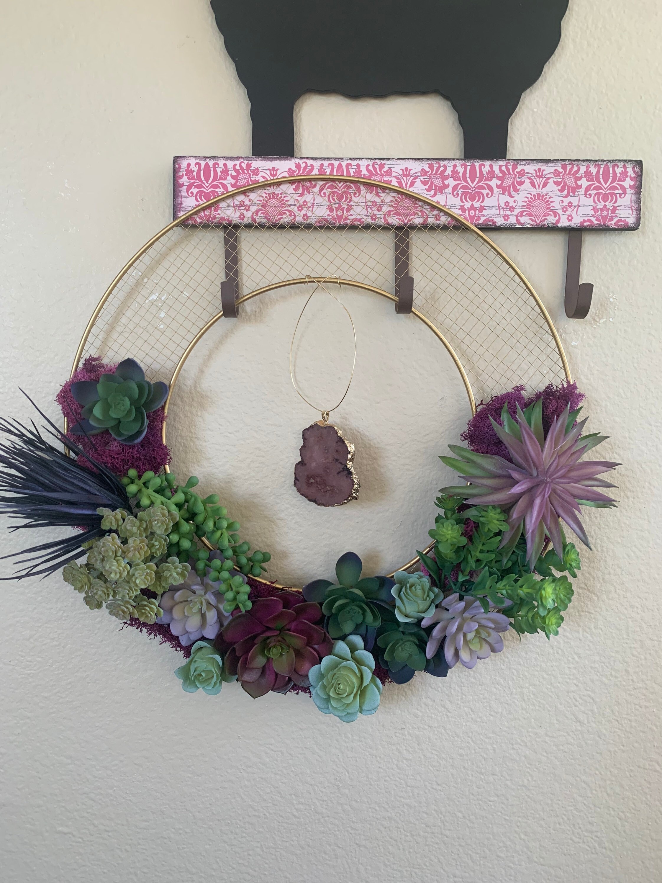 Custom crystal/stone floral wreath Etsy