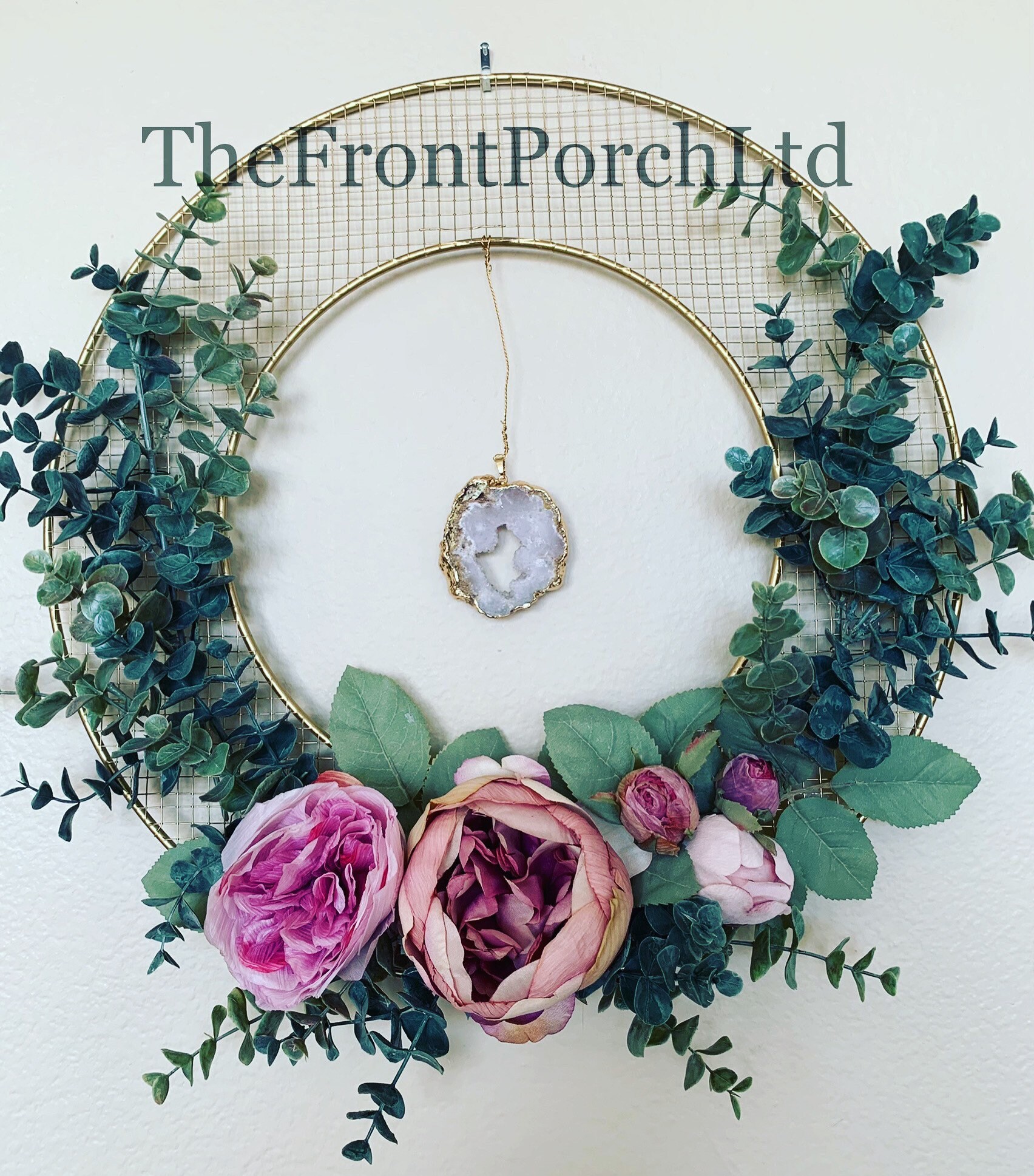 Custom crystal/stone floral wreath Etsy