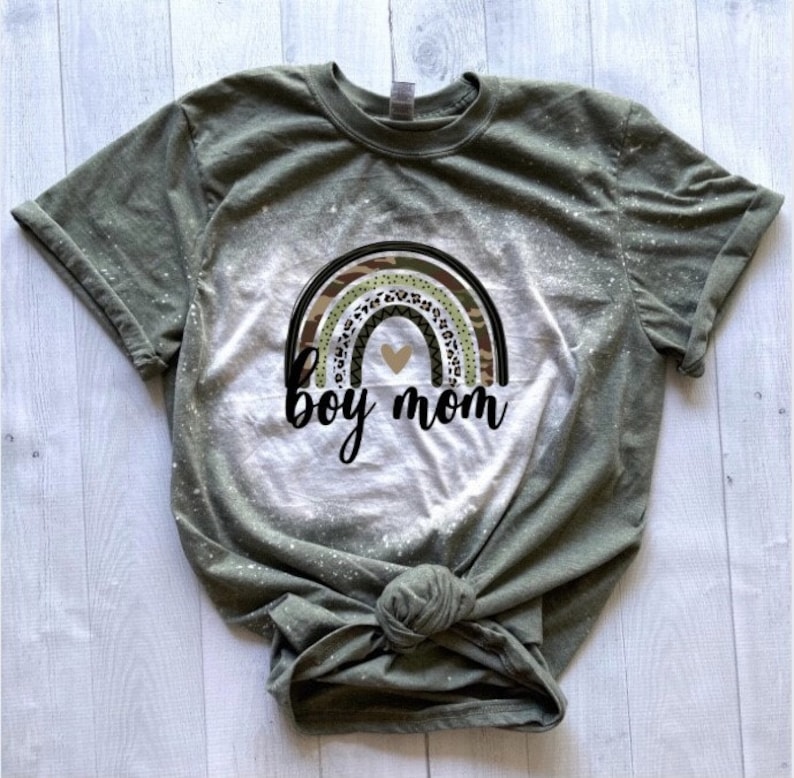 Boy Mom Bleached Rainbow Tee Sublimation Bleached Boy Mom Etsy