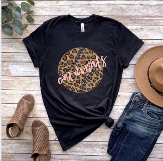 BlushAndCharm Cardinals Baseball T-Shirt | Bleached Cardinals Shirt | St. Louis Cardinals | Leopard T-Shirt | Cardinals Graphic T-Shirt