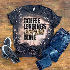 Coffee Leopard Leggings Done Bleached Tee