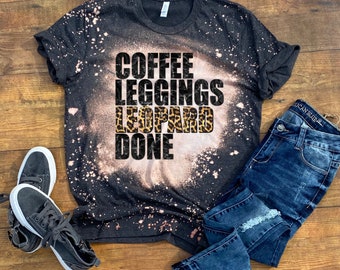 Coffee Leopard Leggings Done Bleached Tee