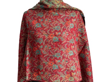 Tibetan 'Yak Wool' Blanket Soft Oversized Red Shawl, Warm Shawl, High Quality, Handmade in Nepal , 100cmx215cm