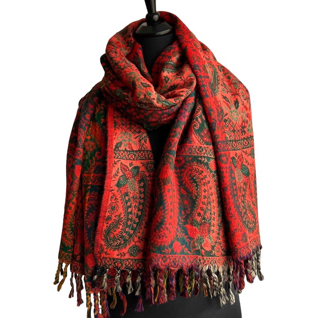 Tibetan Wool Blend Shawl Blanket - Purple with Maroon Reverse