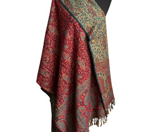 Tibetan 'Yak Wool' Blanket Soft Oversized Red Shawl, Warm Shawl, High Quality, Handmade in Nepal , 100cmx215cm