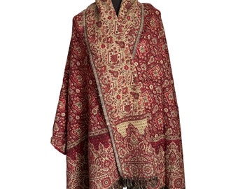 Tibetan 'Yak Wool' Blanket Soft Oversized Dark Red Shawl, Warm Shawl, High Quality, Handmade in Nepal , 100cmx215cm