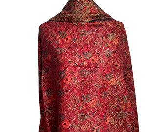 Tibetan 'Yak Wool' Blanket Soft Oversized Red Shawl, Warm Shawl, High Quality, Handmade in Nepal , 100cmx215cm