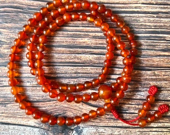 108 Mala Rare Carneol Stone, 6mm Bead,  Necklace, Bracelet,  Beautiful Red Stones, Meditation Mala, Yoga Mala, Prayer beads, Accessories