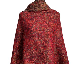 Tibetan 'Yak Wool' Blanket Soft Oversized Red Shawl, Warm Shawl, High Quality, Handmade in Nepal , 100cmx215cm