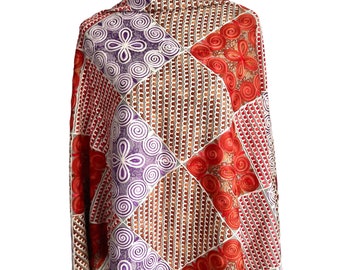 Geborduurde zuivere wol Pashmina sjaal en omslagdoek, handgemaakt in Nepal, reisomslagdoek, avondomslagdoek, unieke mooie sjaal