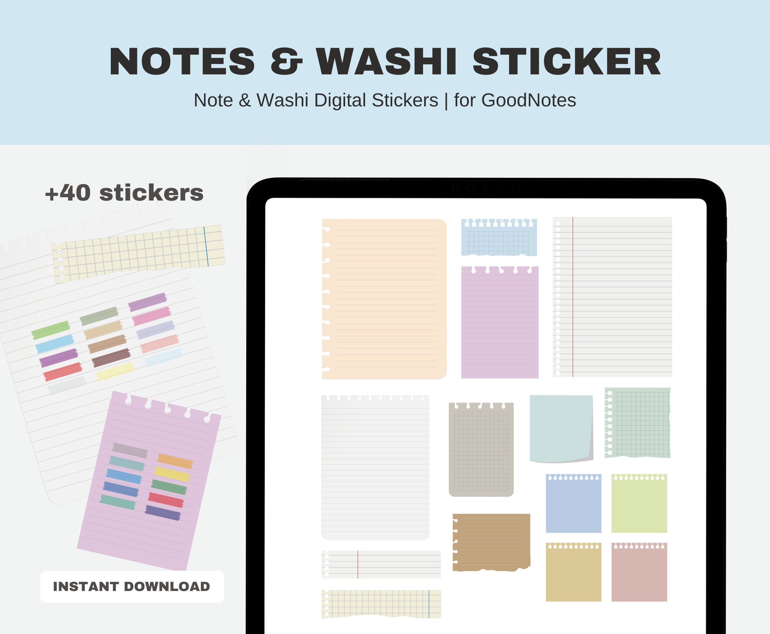Sticky Paper Note Digitale Sticker washi Sticker Goodnotes Etsy