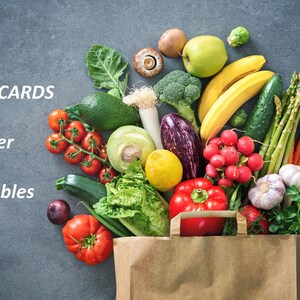 64 cartes, cartes éclair sur les fruits et légumes, matériel Montessori, programme préscolaire, cartes éclair pour tout-petits, anglais