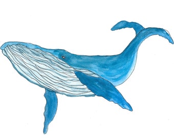 Watercolor Whale Print