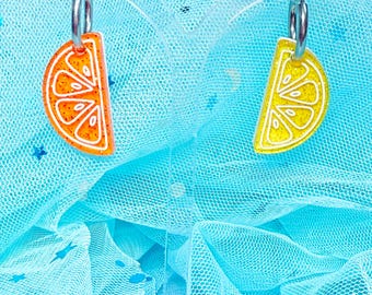 Jelly Citrus Slice Acrylic Earrings, Orange and Lemon Earrings, Fruit Accessories