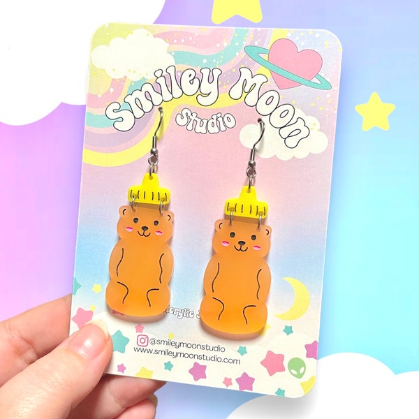 Honey Bear Acrylic Earrings, Food Acrylic Earrings