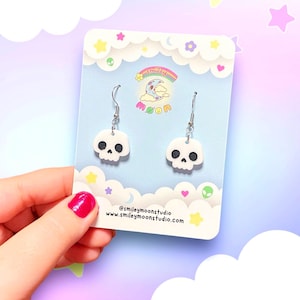Mini Skull Acrylic Earrings, Skull Earrings, Laser Cut Acrylic Earrings