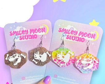 Dino Fossil Acrylic Earrings, Laser cut Acrylic Dinosaur Earrings