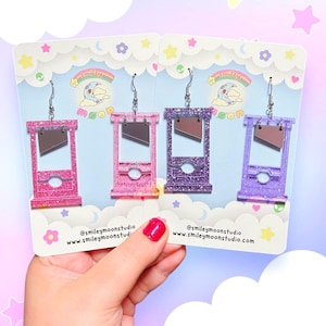 Guillotine Acrylic Earrings, Kawaii Goth Acrylic Earrings, Pastel Goth Earrings, Laser Cut Acrylic Earrings