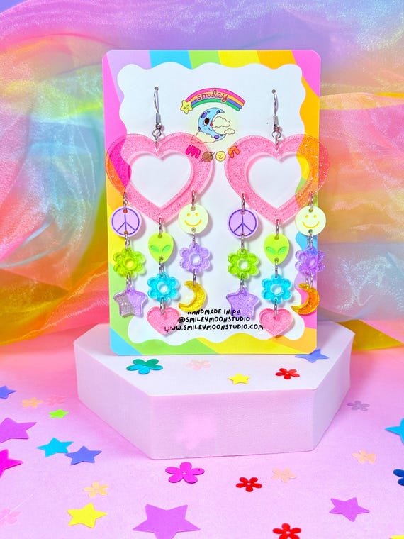 90s Inspired Acrylic Earrings, Y2K Earrings, Laser Cut Acrylic Earrings