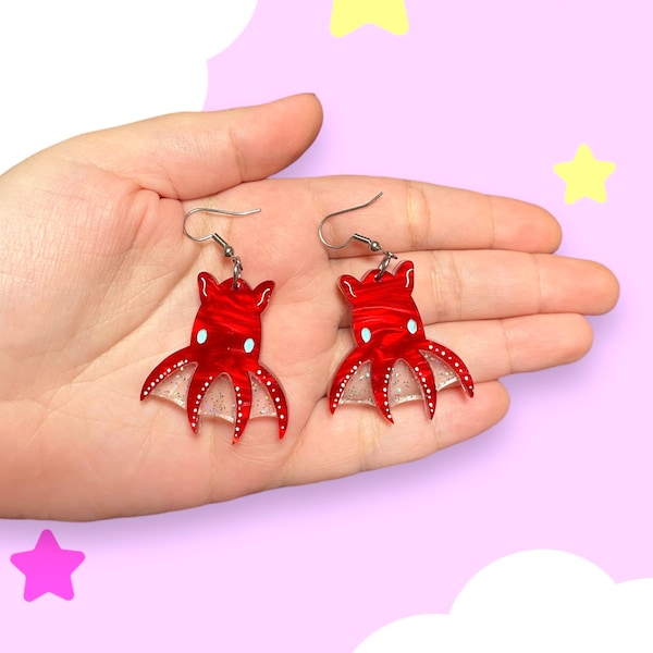 Vampire Squid Earrings, Acrylic earrings, laser cut acrylic earrings