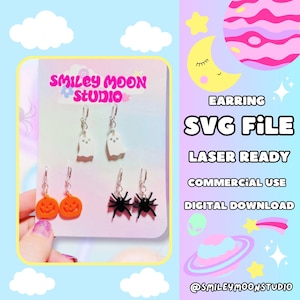 Mini Halloween Earrings SVG, Laser Ready SVG, Acrylic Earring SVG, Glowforge Ready Cut File, Mini Earring svg Bundle, Spooky Earrings Svg
