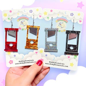Guillotine Acrylic Earrings, Witchy Acrylic Earrings, Laser Cut Acrylic Earrings